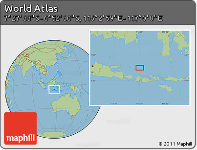 Savanna Style Location Map of the Area around 7° 10' 2" S, 116° 31' 30" E