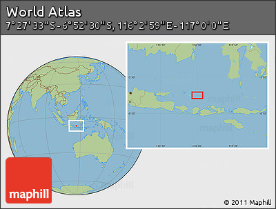 Savanna Style Location Map of the Area around 7° 10' 2" S, 116° 31' 30" E
