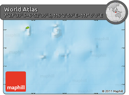 Physical Map of the Area around 7° 10' 2" S, 116° 31' 30" E