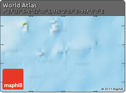Physical Map of the Area around 7° 10' 2" S, 116° 31' 30" E