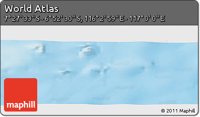 Shaded Relief Panoramic Map of the Area around 7° 10' 2" S, 116° 31' 30" E