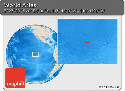 Shaded Relief Location Map of the Area around 7° 10' 2" S, 117° 13' 29" W