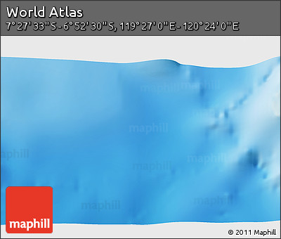 Physical 3D Map of the Area around 7° 10' 2" S, 119° 55' 30" E