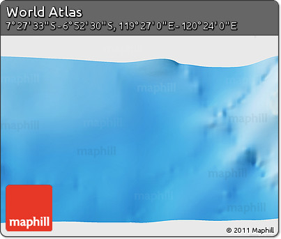 Physical 3D Map of the Area around 7° 10' 2" S, 119° 55' 30" E