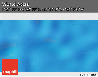 Physical 3D Map of the Area around 7° 10' 2" S, 121° 28' 29" W