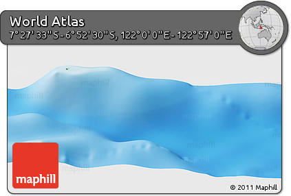 Physical Panoramic Map of the Area around 7° 10' 2" S, 122° 28' 29" E