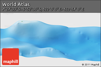 Physical Panoramic Map of the Area around 7° 10' 2" S, 122° 28' 29" E