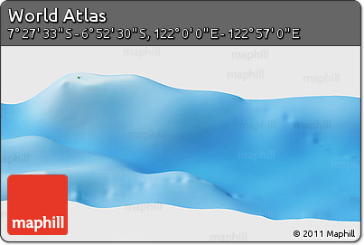 Physical Panoramic Map of the Area around 7° 10' 2" S, 122° 28' 29" E