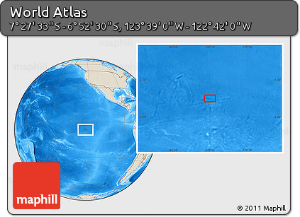 Shaded Relief Location Map of the Area around 7° 10' 2" S, 123° 10' 30" W