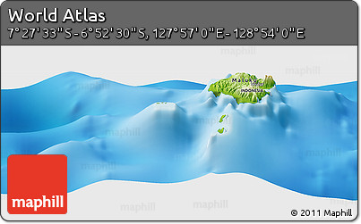 Physical Panoramic Map of the Area around 7° 10' 2" S, 128° 25' 30" E