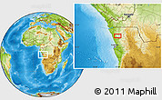 Physical Location Map of the area around 7° 10' 2" S, 13° 40' 30" E