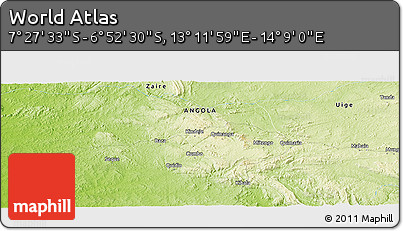 Physical Panoramic Map of the Area around 7° 10' 2" S, 13° 40' 30" E