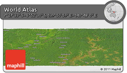 Satellite Panoramic Map of the Area around 7° 10' 2" S, 140° 19' 29" E