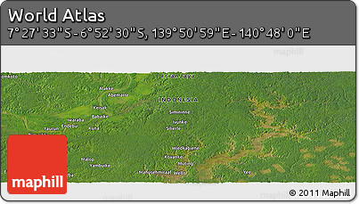 Satellite Panoramic Map of the Area around 7° 10' 2" S, 140° 19' 29" E