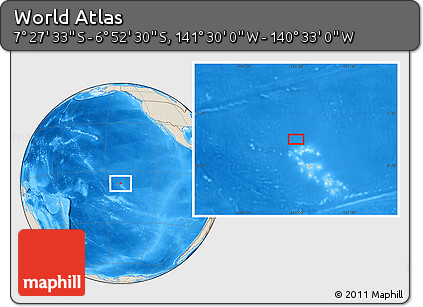 Shaded Relief Location Map of the Area around 7° 10' 2" S, 141° 1' 30" W