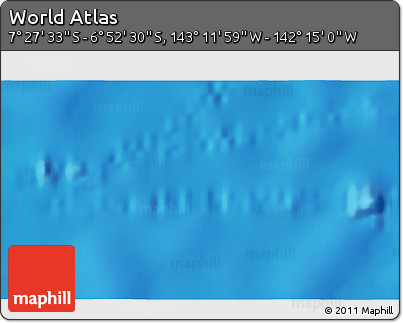Physical 3D Map of the Area around 7° 10' 2" S, 142° 43' 29" W
