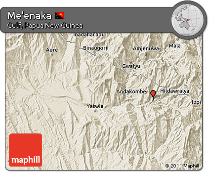 Shaded Relief 3D Map of Me'enaka