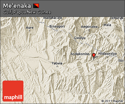 Shaded Relief 3D Map of Me'enaka