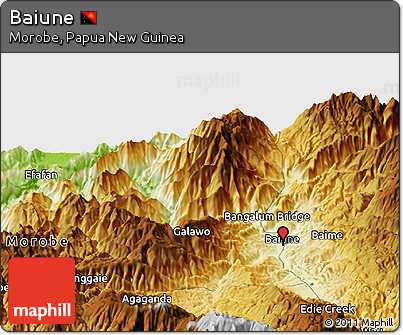 Physical Panoramic Map of Baiune