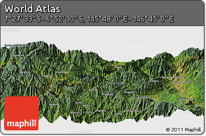 Satellite Panoramic Map of the Area around 7° 10' 2" S, 146° 16' 30" E