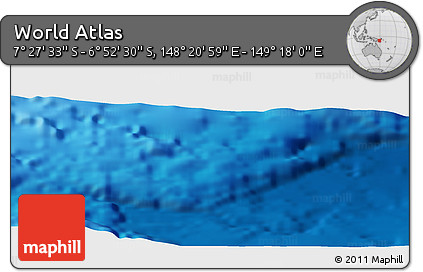 Physical Panoramic Map of the Area around 7° 10' 2" S, 148° 49' 29" E