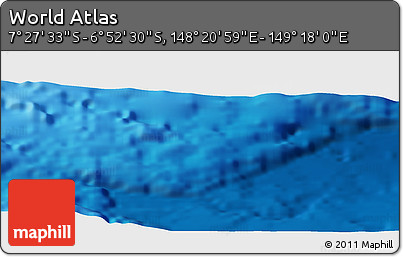 Physical Panoramic Map of the Area around 7° 10' 2" S, 148° 49' 29" E