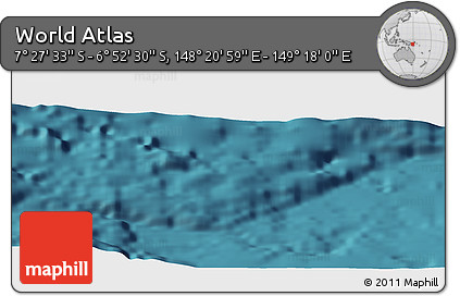 Satellite Panoramic Map of the Area around 7° 10' 2" S, 148° 49' 29" E