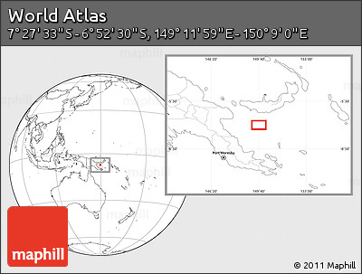 Blank Location Map of the Area around 7° 10' 2" S, 149° 40' 30" E