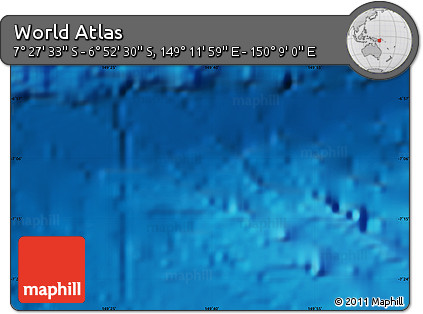 Physical Map of the Area around 7° 10' 2" S, 149° 40' 30" E