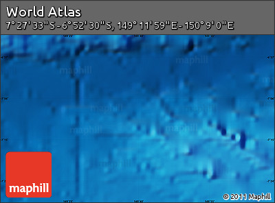 Physical Map of the Area around 7° 10' 2" S, 149° 40' 30" E