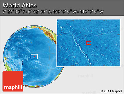 Physical Location Map of the Area around 7° 10' 2" S, 149° 31' 30" W