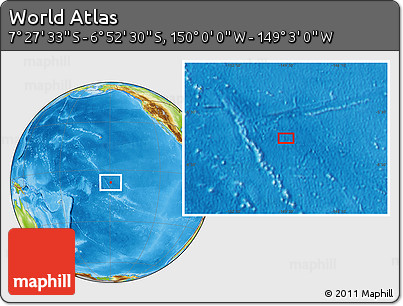 Physical Location Map of the Area around 7° 10' 2" S, 149° 31' 30" W