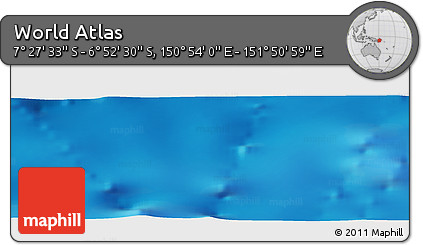 Physical Panoramic Map of the Area around 7° 10' 2" S, 151° 22' 30" E