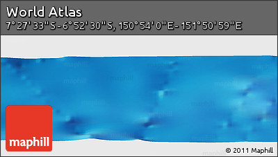 Physical Panoramic Map of the Area around 7° 10' 2" S, 151° 22' 30" E