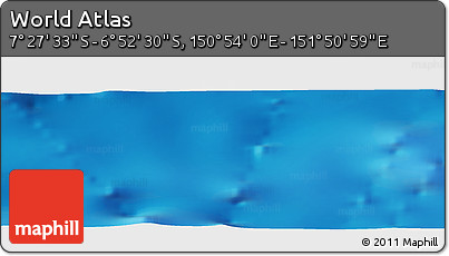 Physical Panoramic Map of the Area around 7° 10' 2" S, 151° 22' 30" E