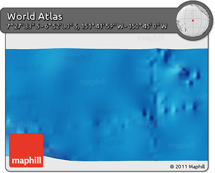 Shaded Relief 3D Map of the Area around 7° 10' 2" S, 151° 13' 29" W