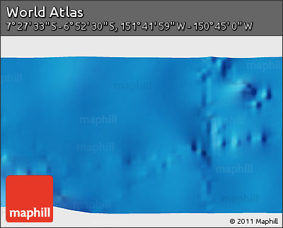 Shaded Relief 3D Map of the Area around 7° 10' 2" S, 151° 13' 29" W