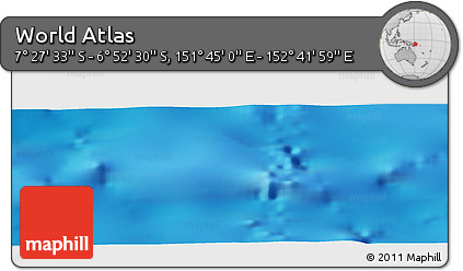 Physical Panoramic Map of the Area around 7° 10' 2" S, 152° 13' 29" E