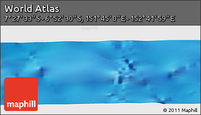 Physical Panoramic Map of the Area around 7° 10' 2" S, 152° 13' 29" E
