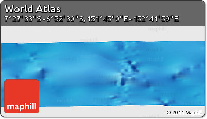 Physical Panoramic Map of the Area around 7° 10' 2" S, 152° 13' 29" E