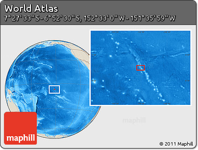 Shaded Relief Location Map of the Area around 7° 10' 2" S, 152° 4' 29" W