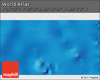 Shaded Relief 3D Map of the Area around 7° 10' 2" S, 155° 28' 29" W