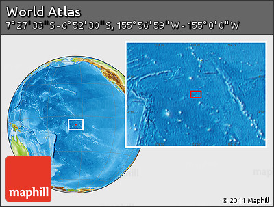 Physical Location Map of the Area around 7° 10' 2" S, 155° 28' 29" W