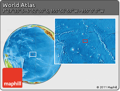 Physical Location Map of the Area around 7° 10' 2" S, 155° 28' 29" W