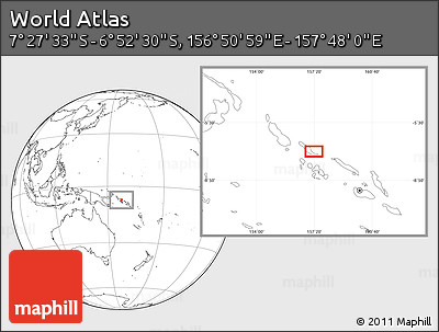 Blank Location Map of the Area around 7° 10' 2" S, 157° 19' 29" E
