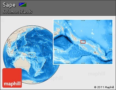 Shaded Relief Location Map of Sape