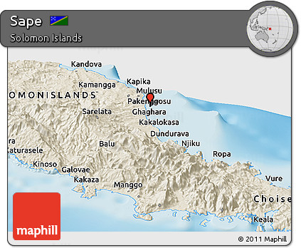 Shaded Relief Panoramic Map of Sape