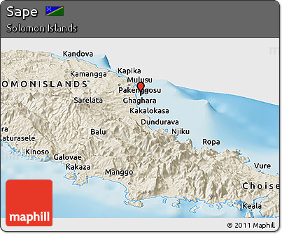 Shaded Relief Panoramic Map of Sape