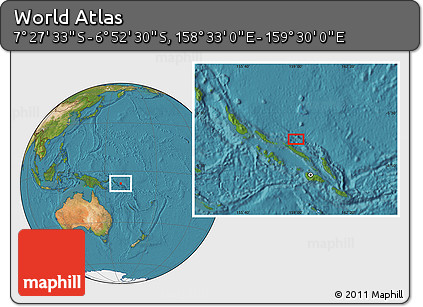 Satellite Location Map of the Area around 7° 10' 2" S, 159° 1' 30" E