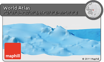 Physical Panoramic Map of the Area around 7° 10' 2" S, 159° 1' 30" E